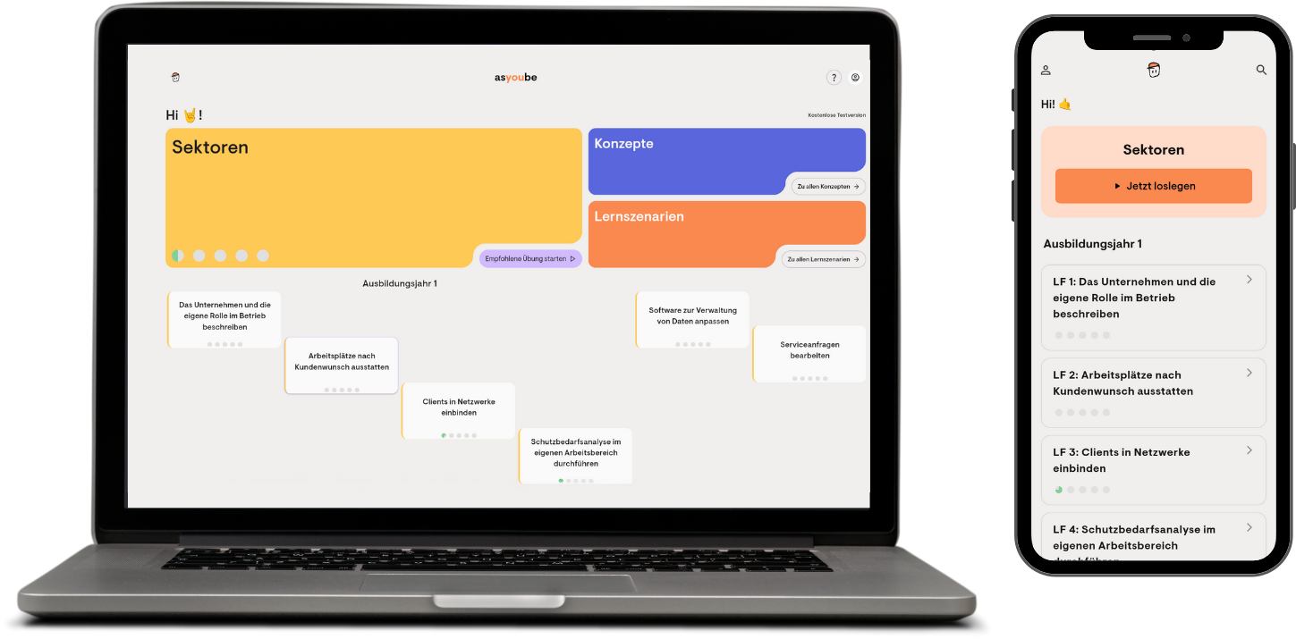 Azubi und Ausbilder sind mit der asyoube Plattform verbunden